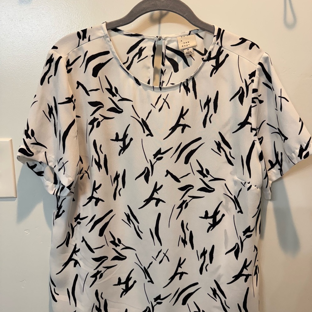 A New Day Black and White Abstract Blouse
